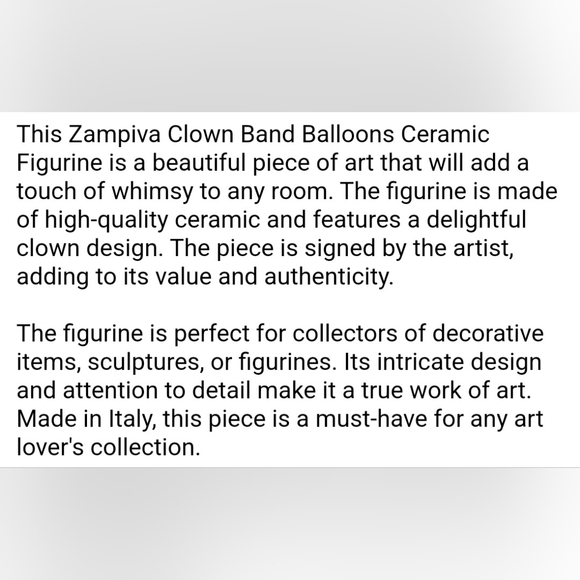 Zampiva Italy Clown Band Balloons 🎈 Ceramic Figurine - Picture 12 of 12